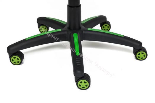 Кресло RUNNER кож/зам/ткань, черный/зеленый, 36-6/26/12