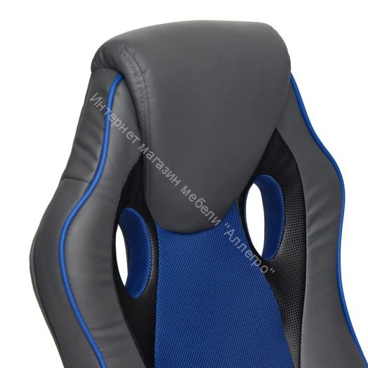 Кресло RACER GT new кож/зам/ткань, металлик/синий, 36/10