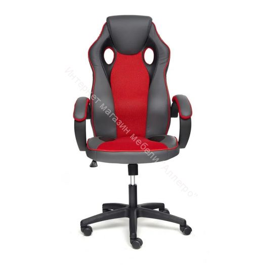Кресло RACER GT new кож/зам/ткань, металлик/красный, 36/08