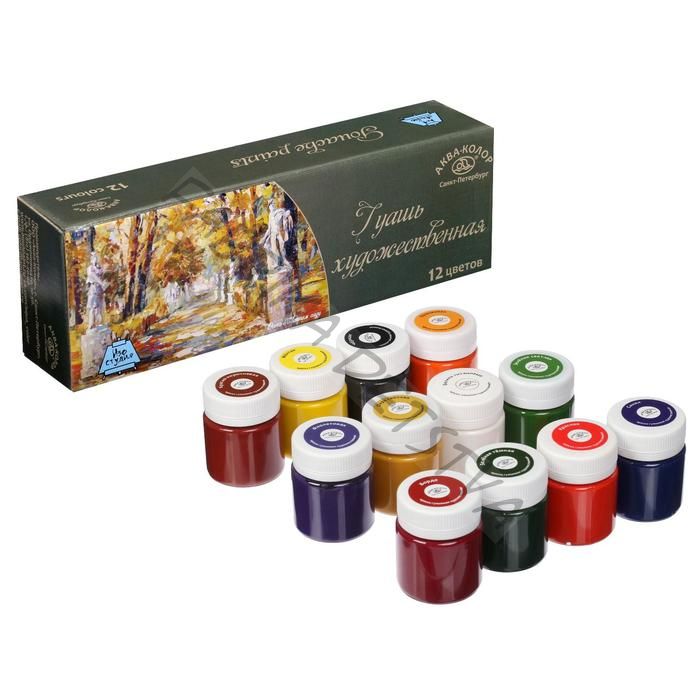 Гуашь художественная, набор, 12 цветов х 40 мл, «Аква-Колор», «Летний сад»