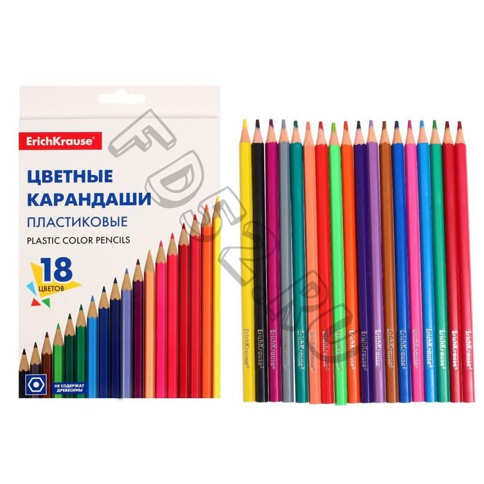 Пластиковые цветные карандаши 18 цветов, ErichKrause Basic, шестигранные