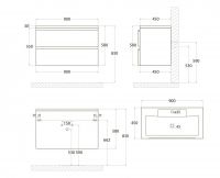 Подвесная тумба под раковину Art&Max BIANCHI AM-Bianchi-900-2C-SO 90х48 схема 6