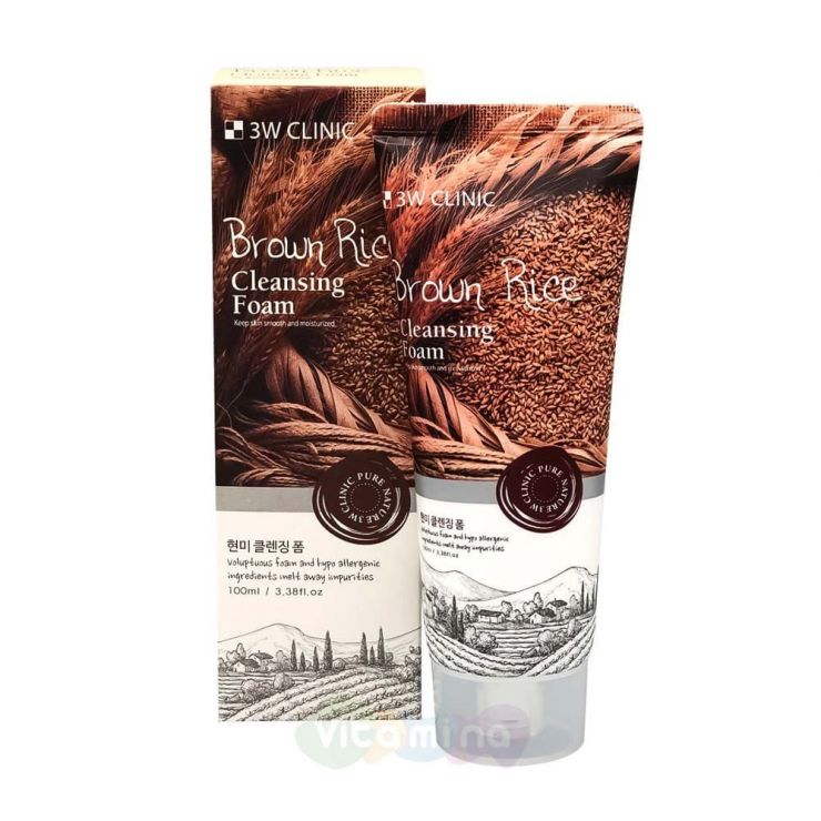 3W CLINIC Очищающая пенка с экстрактом бурого риса Brown Rice Foam Cleansing , 100 мл