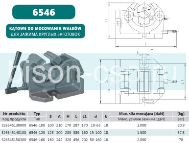Тиски станочные для зажима круглых заготовок 6546-100 Bison-Bial (Польша)