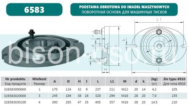 Поворотное основание  6583-1 для тисков  6910 105 мм.