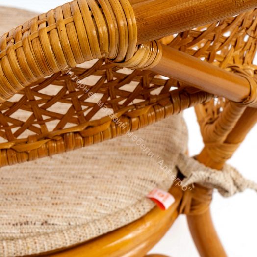 Комплект "PELANGI" 02/15 (стол со стеклом + 4 кресла) без подушек, ротанг, Honey (мед)