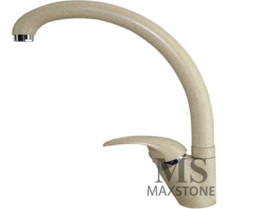 Смеситель для кухни однорычажный, высокий излив, белый снег (МС-007) MaxStone