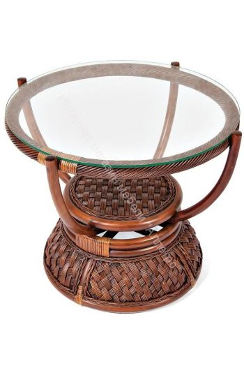 Столик кофейный Andrea ротанг, D60х50см, Pecan Washed (античн. орех)