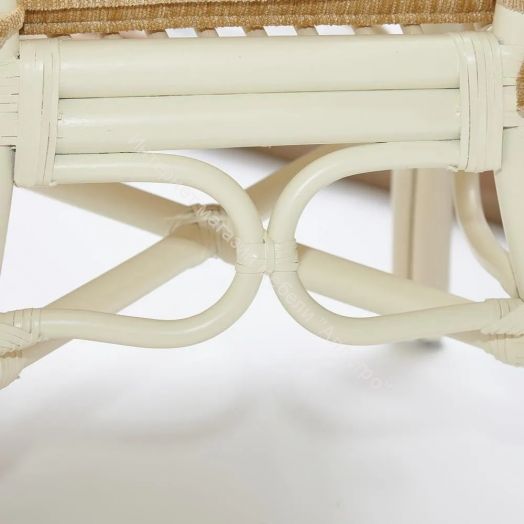 Комплект обеденный "ANDREA GRAND" (стол со стеклом+6 кресел+ подушки) TCH White (белый), Ткань рубчик, цвет кремовый