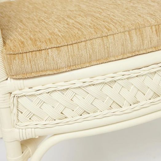 Комплект террасный ANDREA (стол кофейный со стеклом + 2 кресла + подушки) ротанг, TCH White (белый)