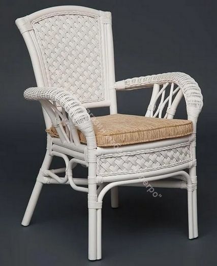 Комплект обеденный "ANDREA" ( стол со стеклом + 4 кресла + подушки) TCH White (белый), Ткань рубчик, цвет кремовый