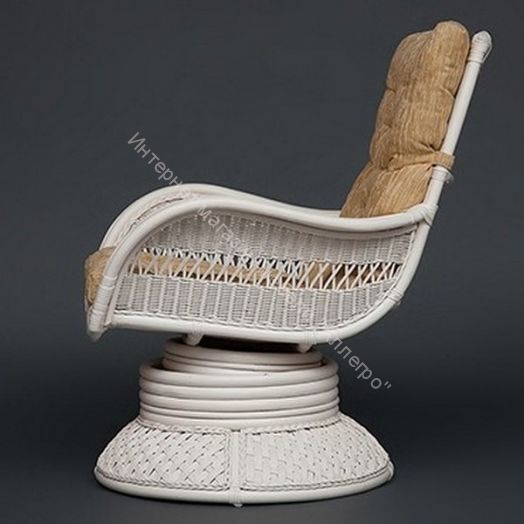 Кресло-качалка "ANDREA Relax Medium" с подушкой  TCH White (белый), Ткань рубчик, цвет кремовый