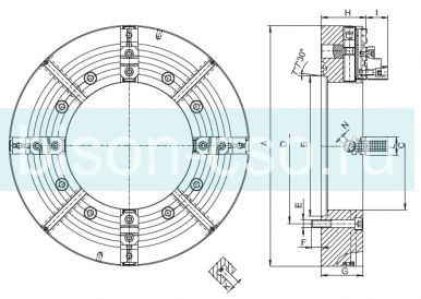 Токарный патрон 4317-28"-20-12,5" HD для обработки труб Токарный патрон 4317-28"-20-12,5" HD для обработки труб