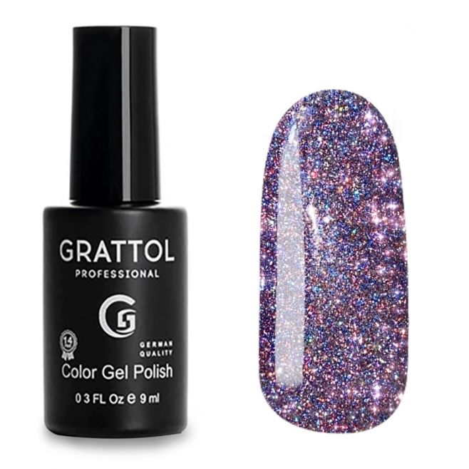 ГЕЛЬ-ЛАК СВЕТООТРАЖАЮЩИЙ GRATTOL COLOR GEL POLISH BRIGHT CRISTAL 03, 9 МЛ