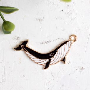 Подвеска металлическая - Кит большой изогнутый 4.5 см