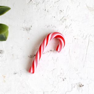 Кукольная миниатюра "Рождественский леденец" - Карамельная тросточка красно-белая 25 мм - 10 шт