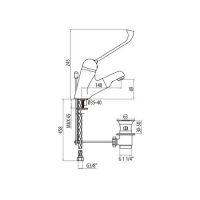 Смеситель для раковины с донным клапаном, медицинский Gattoni Gatech 56070.LC схема 2