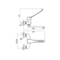 Смеситель для раковины настенный медицинский Gattoni Gatech 56250.LC схема 2