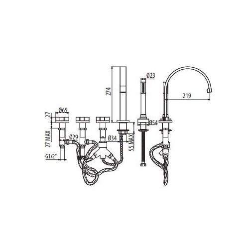 Смеситель для ванны Gattoni Dolce Vita GAS GAS401/31 схема 2