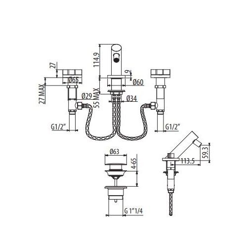 Смеситель для биде Gattoni Dolce Vita GAS GAS215/32 схема 2