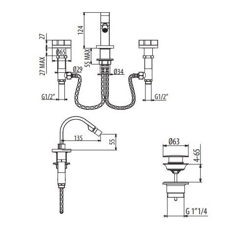 Смеситель для биде Gattoni Dolce Vita GAS GAS216/32 схема 2