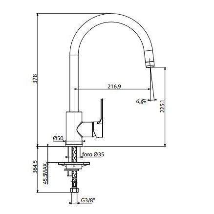 Смеситель для кухни Gattoni H2OMIX5000 50109 схема 2