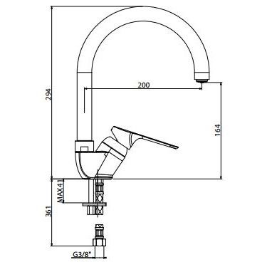 Смеситель для кухни Gattoni H2OMIX4000 40109 схема 2