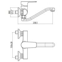 Смеситель для раковины настенный с поворотным изливом Gattoni H2OMIX3000 3062 схема 2