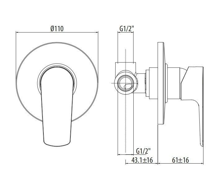 Смеситель встраиваемый Gattoni H2OMIX3000 3030 схема 2