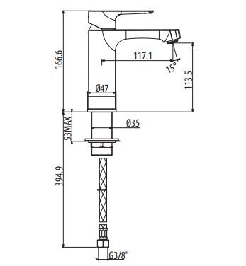 Смеситель для раковины Gattoni H2OMIX3000 3044 излив 116 мм схема 2