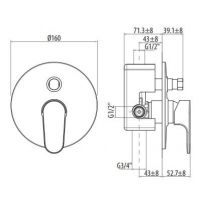 Смеситель встраиваемый на 2 выхода Gattoni H2OMIX1000 1034/ESС0 схема 2