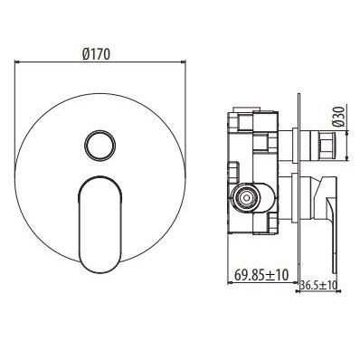 Смеситель для ванны/душа встраиваемый, на 2 выхода Gattoni H2OMIX7000 70033.CH схема 2