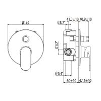 Смеситель для ванны/душа встраиваемый, на 2 выхода Gattoni H2OMIX7000 70034.CH схема 2