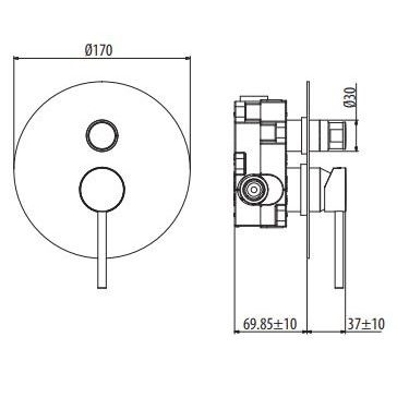 Смеситель для ванны/душа встраиваемый, на 2 выхода Gattoni Circle Two 9133.CH ФОТО