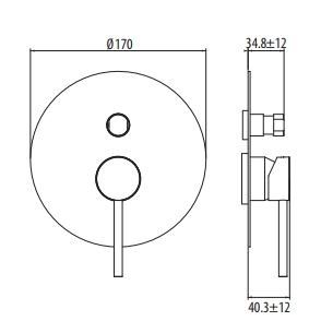 Смеситель для ванны/душа встраиваемый (внешняя часть), на 2 выхода Gattoni Circle Two 9134/ESCO ФОТО