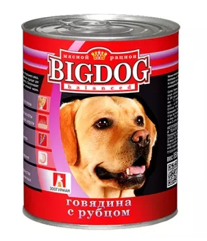 Зоогурман BIG DOG консервы 850г с говядиной,рубцом для собак