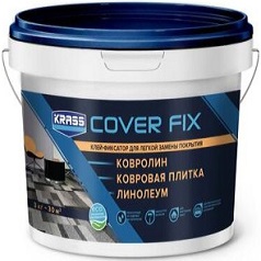 Клей-Фиксатор для Гибких Напольных Покрытий Krass Cover Fix 1кг Бежевый, Готовый, без Растворителя