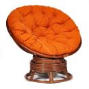 Кресло-качалка "PAPASAN" w 23/01 B / с подушкой / Pecan (орех), ткань Оранжевый, С 23