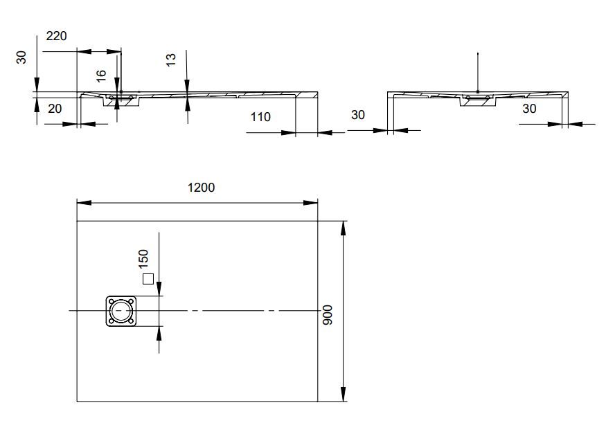 Душевой поддон Salini Oasi 120322MRF 120x90 схема 3