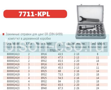 Цанговый патрон Bison-Bial Польша 7711-3AEM-ER16 KPL кон. М3 с набором цанг