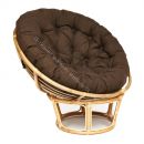 Кресло "PAPASAN ECO" P115-1/SP STD / c подушкой, ремешками / Natural (натуральный), ткань Коричневый, 3М7-147