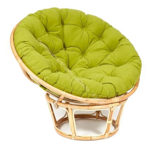 Кресло "PAPASAN ECO" P115-1/SP STD / c подушкой, ремешками / Natural (натуральный), флок Олива, 23