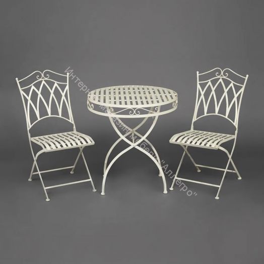 Комплект (стол + 2 стула) Secret de Maison PALLADIO (mod. PL08-8668/8669) металл, белый антик (antique white)