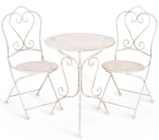 Комплект (стол + 2 стула) Secret de Maison Monique (mod. PL08-6241.6242) металл, Античный белый (Antique White)