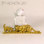 Брошь "Кошка и котенок у блюдца с молочком" (США)