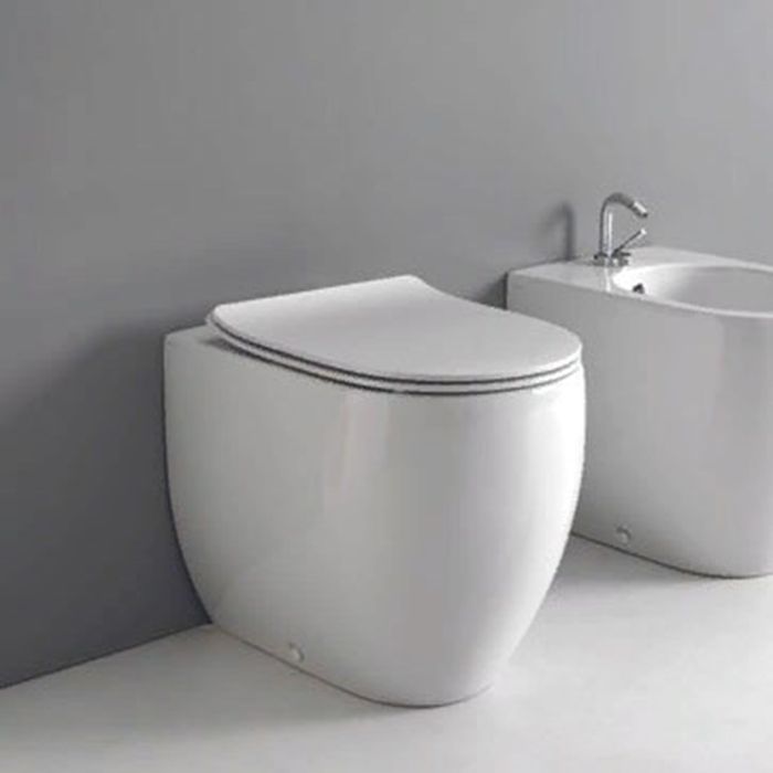 Изображение Унитаз Kerasan Flo безободковый напольный 55 H50 в комплекте с крепежом GHOST 3119 01