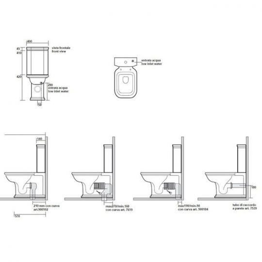 Напольный унитаз моноблок Kerasan Waldorf 411701 схема 4