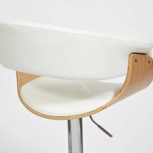 Барный стул VIMTA (mod.4021S) металл/дерево/экокожа, белый/натуральный/хром