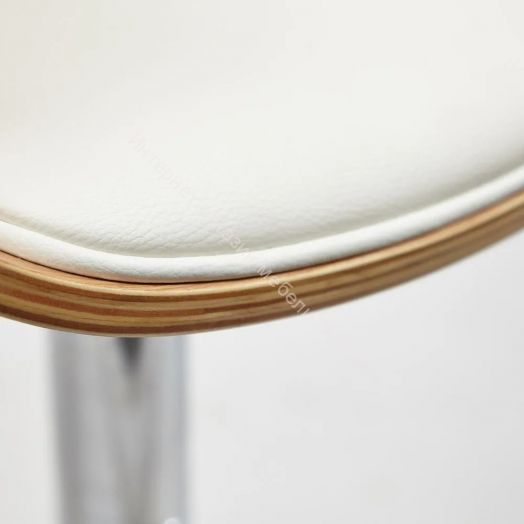 Барный стул VIMTA (mod.4021S) металл/дерево/экокожа, белый/натуральный/хром