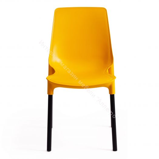 Стул GENIUS (mod 75) металл/пластик, желтый/черные ножки